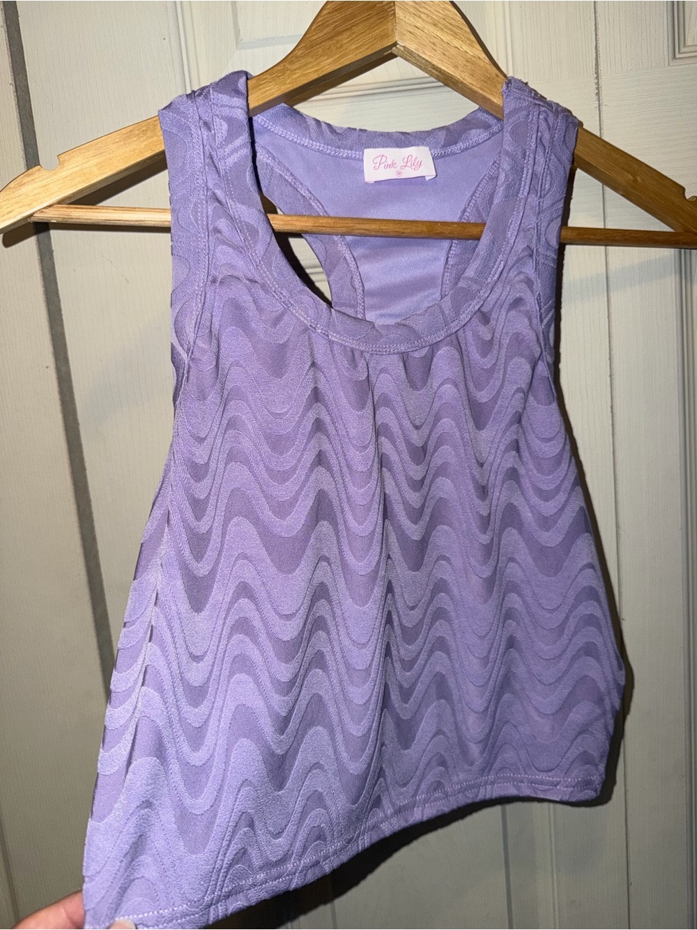 Pink Lily Lavender Wave-Textured Racerback Tank
